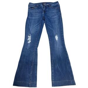 EUC Dear John Women's Distressed Flare Jeans Size 28 Low Rise